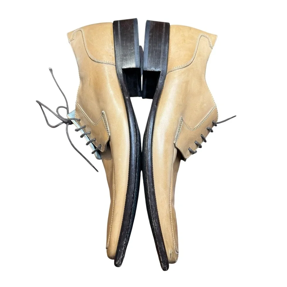 Kenneth Cole New York Shoes Mens Size 10.5 Beige Leather Derby Lace Up‎ Dress